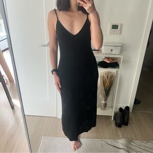 Reformation Black Knit Midi Slip Dress